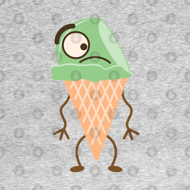 Pistachio Ice Cream Cone by Tooniefied